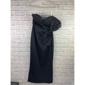 Miss Ord Black Strapless Maxi Gown with Oversized Bow – Size M